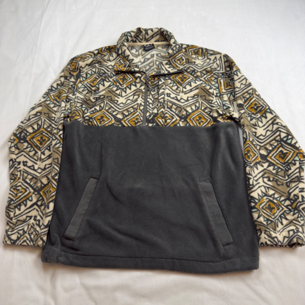Billabong Recycler Adventure Division Men's LG 1/4 Zip Aztec Geometric Charcoal